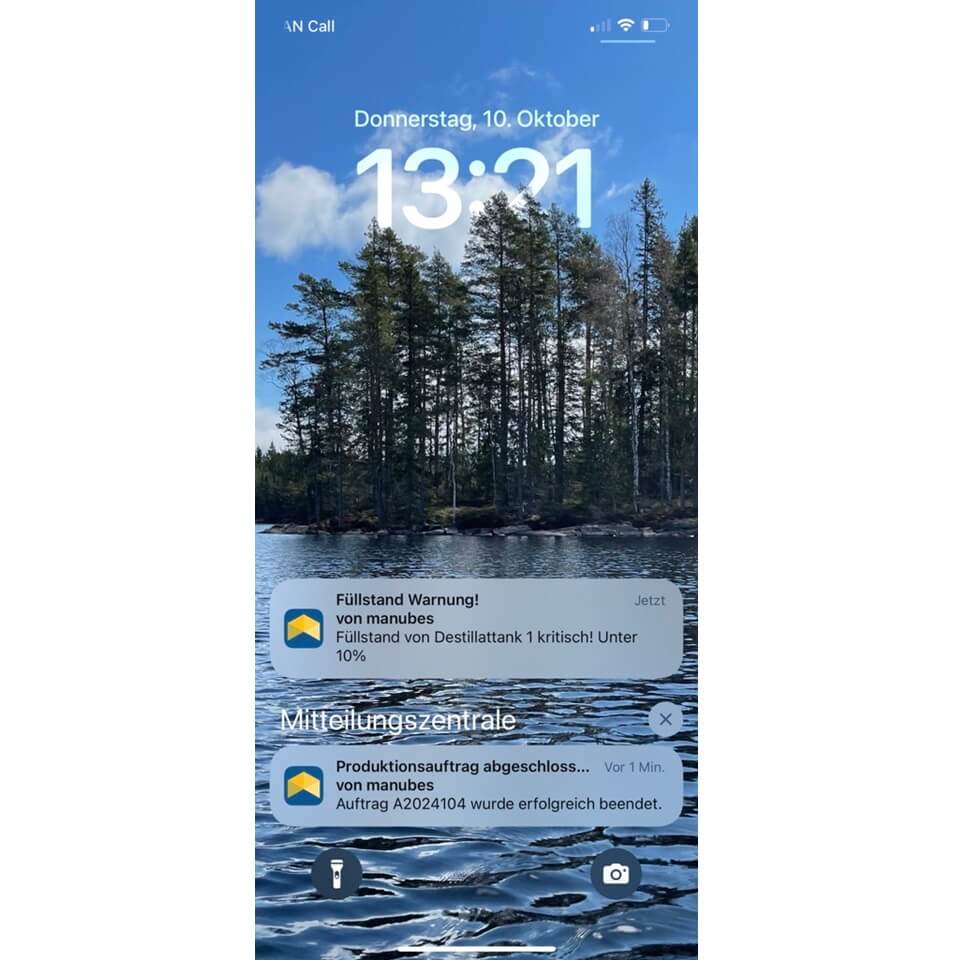 Custom alarms and push notifications with manubes