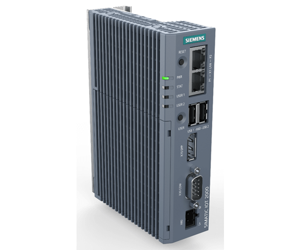 Compact Siemens SIMATIC IOT2050 edge device with Ethernet, USB and serial interfaces